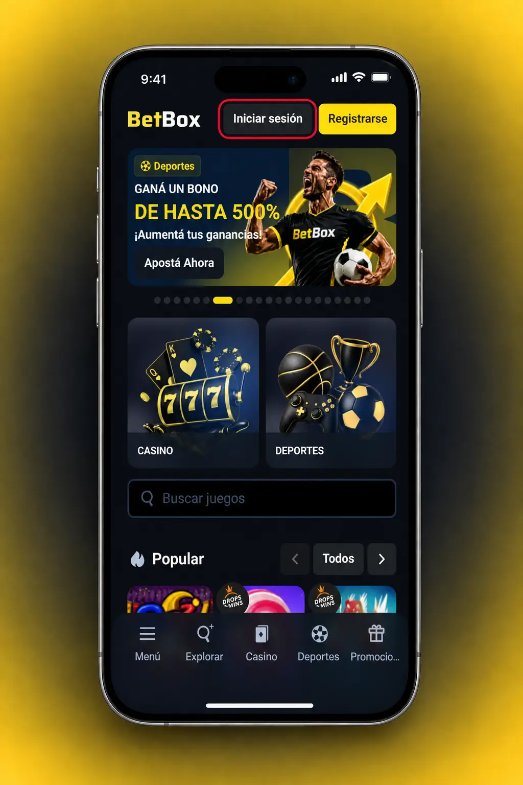 Pasos para iniciar sesión en la app de Betbox con tu usuario y tu contraseña