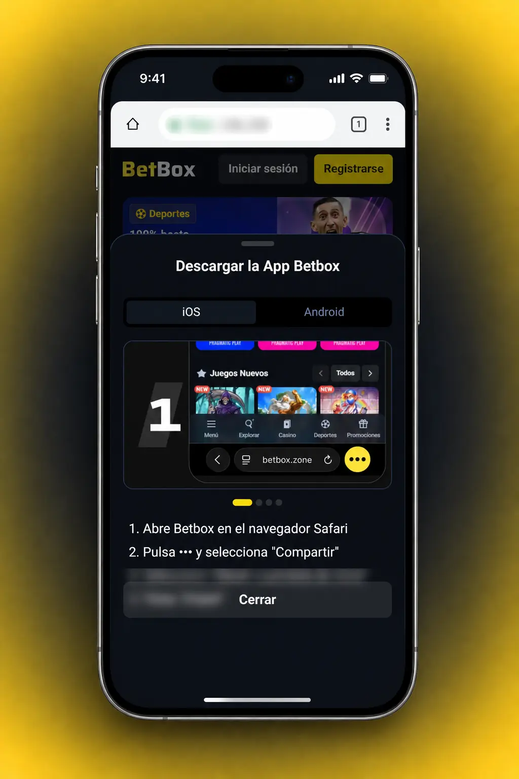 Pasos para iniciar sesión en la app de Betbox con usuario y contraseña