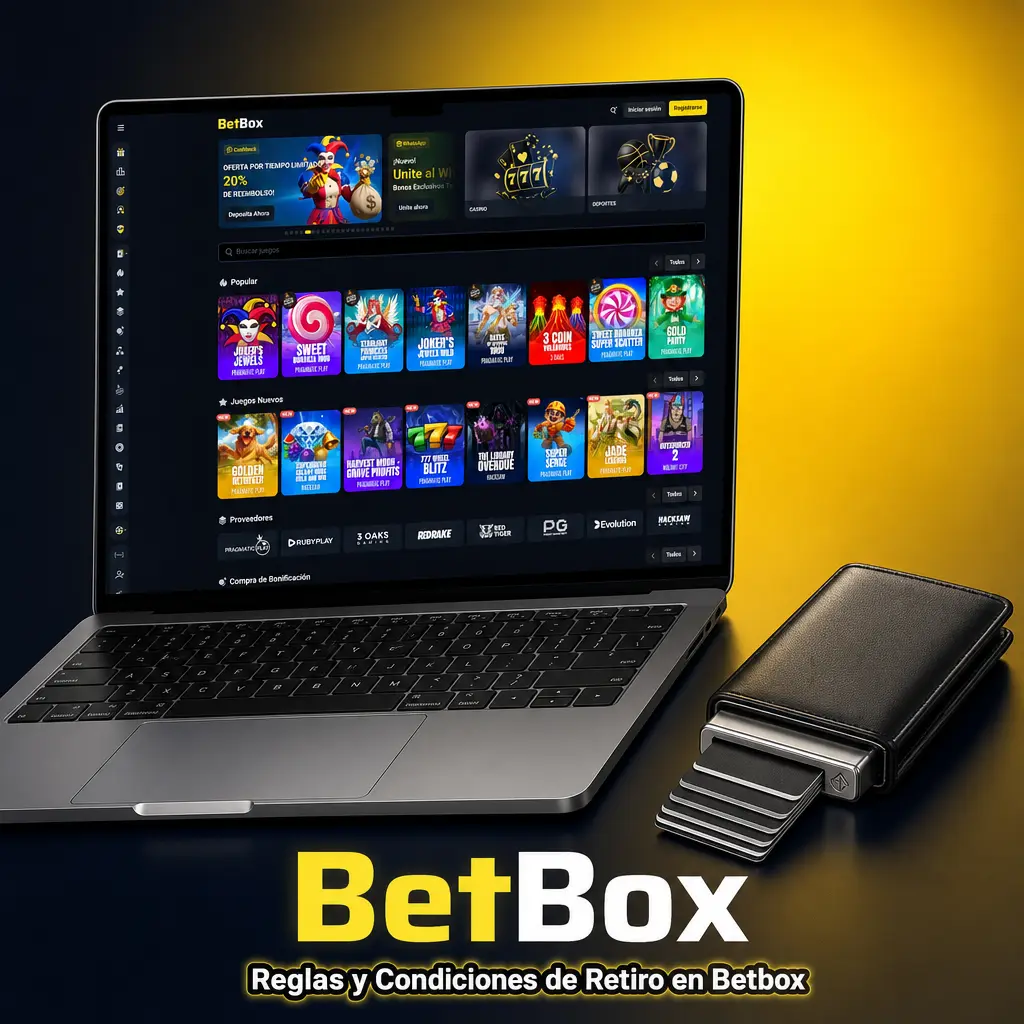 Reglas y condiciones de retiro en Betbox: verificación de identidad, rollover, monto mínimo y una cuenta por jugador.